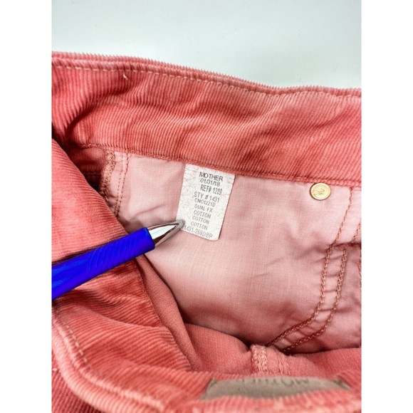 NWT MOTHER Looker Ankle Cropped Chew Corduroy Jeans Pant Pink Size 24 Rise 8-5 - Picture 11 of 16